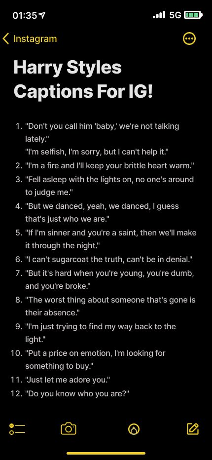 Looking for the perfect Instagram caption to express your mood or personality? Look no further than Harry Styles' lyrics! Check out our list of 50+ Harry Styles Instagram captions for your next post. Harry Styles Caption Ideas, Harry Styles Lyric Captions, Harry Styles Birthday Captions, Cute Harry Styles Quotes, Him Harry Styles Lyrics, Harry Styles Bios For Instagram, Cute Harry Styles Lyrics, Harry Styles Short Quotes, Harry Styles Captions Lyrics