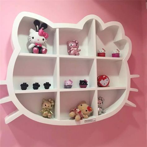 If you are looking for decoration furniture for your kids room, this is idea choose, cute and sweet design, organize all small items, your kids will love it! #hellokittyrack #hellokittyshelf #hellokittyroomdecor #girlhellokitty #hellokittygift Hello Kitty Shelf, Hello Kitty Furniture, Hello Kitty Room Decor, Hello Kitty Decorations, Hello Kitty Bedroom, Hello Kitty Merchandise, Hello Kitty House, Hello Kitty Rooms, Charmmy Kitty