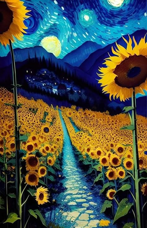 Diy Sunflower, Van Gogh Wallpaper, Van Gogh Landscapes, Sunflower Artwork, Diamond Art Kits, Art For Wall, Van Gogh Sunflowers, Diamond Picture, Gem Art