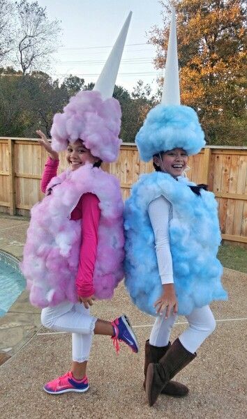 Cotton Candy Halloween, Cotton Candy Halloween Costume, Candy Halloween Costume, Diy Cotton Candy, Candy Halloween Costumes, Cotton Candy Costume, Candy Costume, Twin Costumes, Candy Costumes