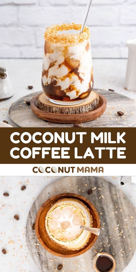 This coconut milk coffee is the perfect iced latte with a light coconut flavor and is naturally sweetened with maple syrup. This recipe is dairy-free, vegan, and paleo with keto options. Coconut Cream Coffee, Coconut Milk Latte, Coconut Latte, Coconut Milk Coffee, Coconut Creamer, Make Coconut Milk, Dairy Free Coffee, Coffee Substitute, Coconut Coffee