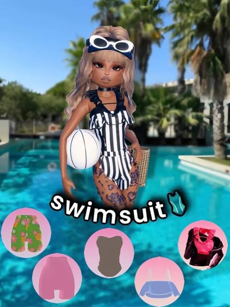 #dresstoimpress Boba Stuff, Swim Outfit, Creative Kids Crafts, Dti Hacks, Combo Dress, Dti Fits, Dti Ideas, Aesthetic Roblox Royale High Outfits, Spider Art