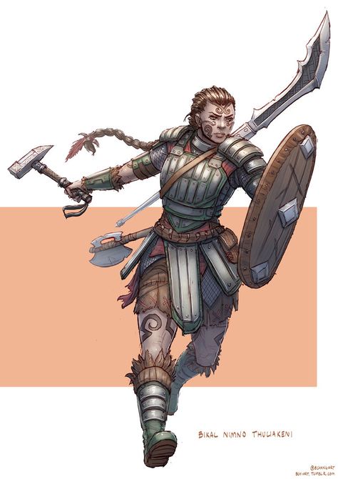 Female Goliath Fighter, Goliath Fighter, Woman In Armor, Arcane Trickster, Fantasy Armor, Fantasy Warrior, Fantasy Rpg, Fantasy Inspiration, Medieval Fantasy