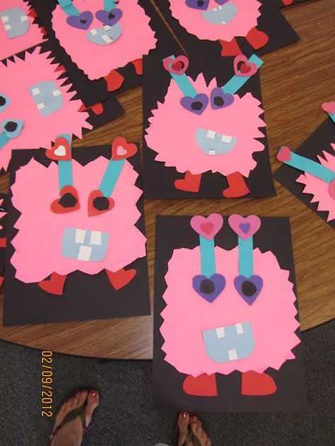 Love Monsters, Kindergarten Valentines, February Ideas, February Crafts, February Valentines, Preschool Valentines, Valentine Activities, Valentine Crafts For Kids, Valentine Projects