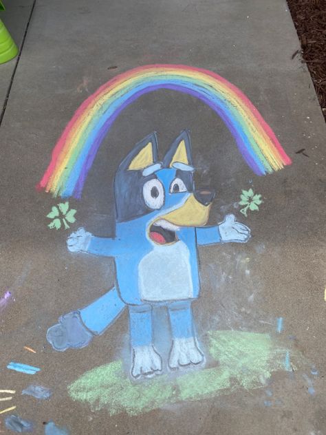 Happy Birthday Chalk Art Driveway, Bluey Chalk Art, Fun Chalk Ideas, Sidewalk Games, Driveway Chalk, Chalk Sidewalk, Easy Chalk Drawings, Street Chalk Art, Chalk Activities