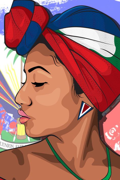 Arte Aries, Haitian Flag, Puerto Rico Art, Haitian Art, Caribbean Art, African Art Paintings, Afrocentric Art, Black Art Painting, Cartoon Tattoos