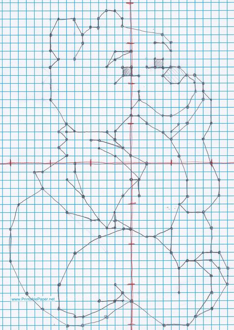 Graph Art Easy, Graph Drawings Easy, Coordinate Plane Graphing Easy, Cartesian Plane Drawing With Coordinates, Drawing Pooh, Coordinate Grid Pictures, Mickey Mouse Stencil, Coordinate Plane Pictures, Graph Drawings