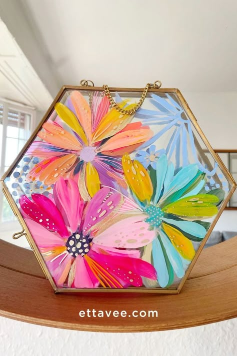 Acrylic Glass Painting, Paint Abstract Art, Beautiful Abstract Art, Paint Abstract, Art Curriculum, Glass Garden, Flower Art Painting, Painted Glass, Craft Time