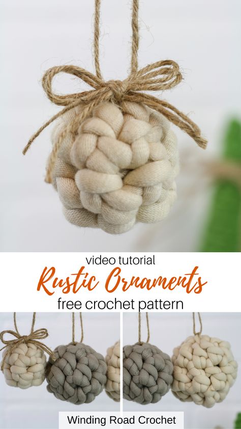 Farmhouse Crochet Home Decor, Farmhouse Christmas Ornaments Diy, Xmas Sales, Crochet Ornaments Free Pattern, Rustic Crochet, Diy Fall Ideas, Winding Road Crochet, Christmas Afghan, Cheesy Meatballs