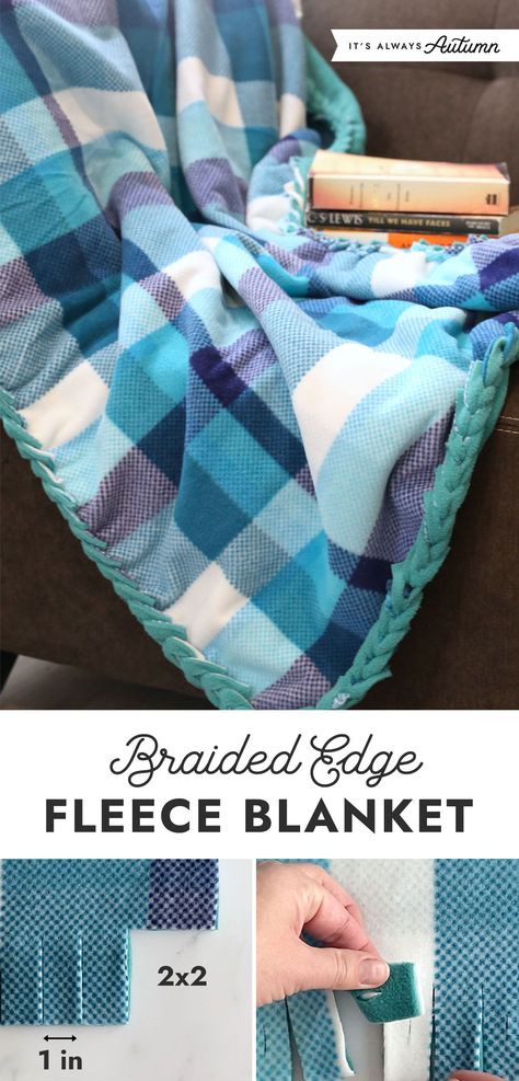 Tye Blankets, Braided Fleece Blanket Tutorial, Fleece Blanket Edging, Tie Knot Blanket, Braided Fleece, Fleece Blanket Diy, Braid Blanket, Knot Blanket, No Sew Fleece