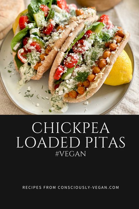 Chickpea Pita Recipes, Chickpea Pita Wrap, Chickpea Pita Pocket, Chickpea Pita, Quick Vegan Lunch, Pescetarian Meals, Veggie Pita, Vegan Lunch Recipe, Pita Pocket Recipes