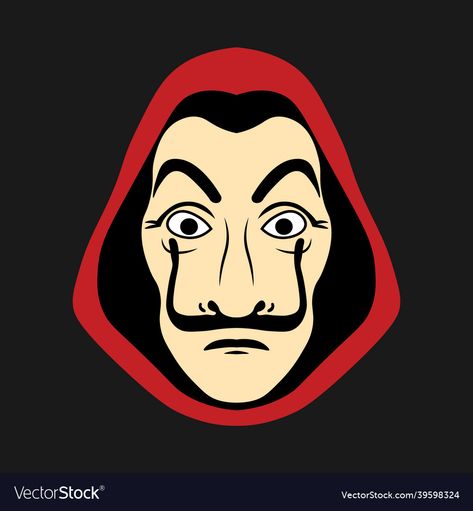 Money Heist Mask Drawing, Money Heist Drawing, Money Heist Art, Mony Heist, Money Heist Mask, Mask Man, Mask Aesthetic, Mask Drawing, Man Vector