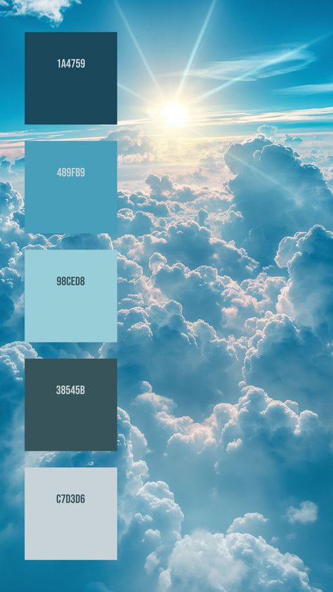 Colors:
1A4759
489FB9
98CED8
38545B
C7D3D6 Clouds Color Palette, Shadow Color Palette, Celestial Color Palette, Sky Color Palette, Colour Wheels, Cumulus Clouds, Cloud Formations, Cool Art Stuff, Baby Rose