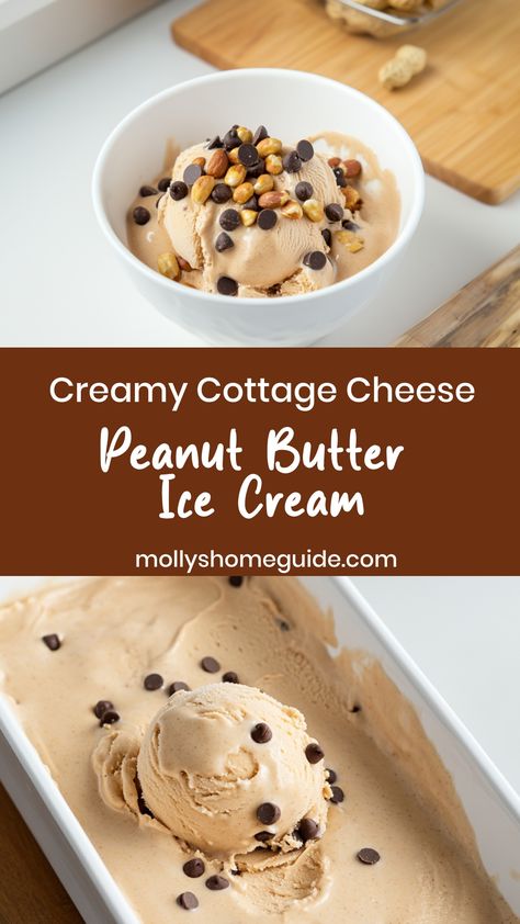 Indulge in the creamy goodness of cottage cheese, peanut butter, and ice cream with these delectable recipes! From rich and nutty peanut butter ice cream to light and fluffy cottage cheese desserts, there's something for every sweet tooth. Discover how these ingredients come together to create heavenly treats that will satisfy your cravings. Whether you're a fan of classic flavors or looking to try something unique, these recipes are sure to tantalize your taste buds.  Ingredients 16 oz cottage Protein Cream Cheese Recipes, Blendtec Ice Cream Recipes, Cottage Ice Cream Recipes, Cottage Cheese Frozen Dessert, Cottage Cheese Truffles, Ninja Creami Recipes Cottage Cheese, Cottage Cheese Bark Recipe, Peanut Butter Cream, Healthy Peanut Butter Ice Cream