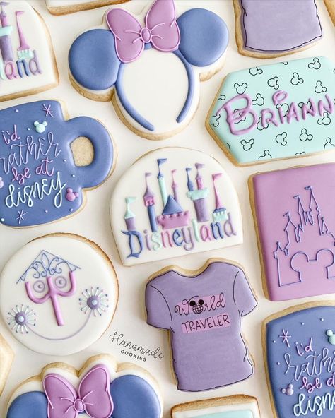 Hanamade Cookies’s Instagram post: “A year ago I made cookies for my best friend’s birthday, and those were the cookies that inspired me to start an Instagram page and go for…” Disney Birthday Cookies, Disney Cookies Royal Icing, Disney Cookies Decorated, Disneyland Birthday Cookies, Disney Princess Birthday Cookies Decorated, Disneyland Cookies, Disney Christmas Cookies Royal Icing, Vintage Disneyland Cookies, Disneyland Party