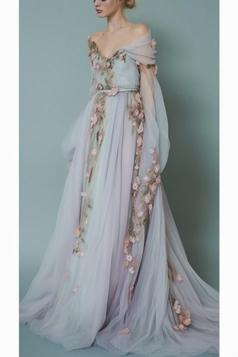 Ethereal Goddess Dress, Fairytale Dresses Aesthetic, Ethereal Fairy Dress, Faerie Gowns, Dreamy Dress Fairy Tales, Ethereal Gown Fairytale, Fantasy Ball Gowns, Ethereal Ball Gown, Fantasy Fairy Dress