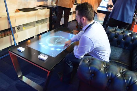 Videofonkia multi touch table Game Coffee Table, Multitouch Table, Yamaha Speakers, Coffee Table Games, Ar App, Interactive Table, Lg Display, Touch Table, Interactive Display