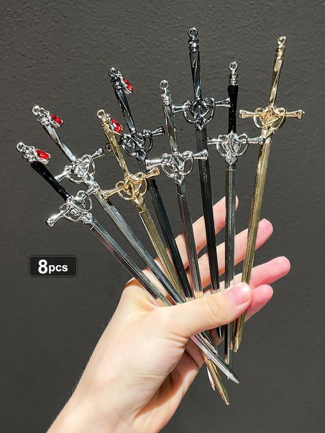 1/4/8pcs Women's Retro Metal Sword Hair Stick Traditional Chinese Hanfu Hairpin Hair Accessories Multicolor Casual,Street   Zinc Alloy    All Women Accessories, size features are:Bust: ,Length: ,Sleeve Length: Chinese Traditional Accessories, Chinese Hairpin Aesthetic, Chinese Hair Accessories Traditional, Fairytale Clothes, Chinese Hair Pin, Traditional Chinese Hanfu, Chinese Hairpin, Boho Halloween, Chinese Hair Accessories