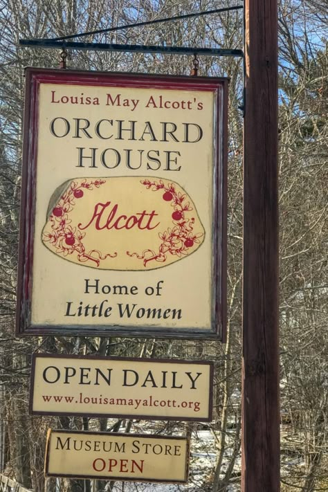 Louisa May Alcott House, Little Women House Aesthetic, Little Women Home Aesthetic, Little Women House, Boston Vacation, Concord Massachusetts, Orchard House, England Trip, New England Travel