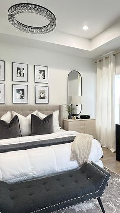 Formal Bedroom, Neutral Apartment, Charcoal Bedroom, Beautiful Bedroom Inspiration, Master Room Design, Apartment Things, All White Bedroom, Bedroom Decoration Ideas, Bedroom Wardrobe Design