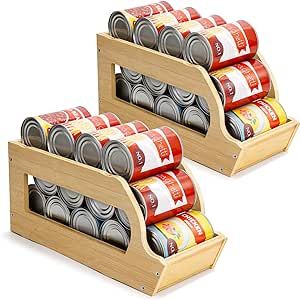 Bamboo Can Organizers and Storage for Pantry, Soda Can Organizer Beverage Drink Holders, Stackable Canned Goods Organizer Can Dispenser for Pantry, Kitchen, Cabinet (2 Pack) Can Dispenser, Can Organizers, Pantry Shelving, Canned Goods, Can Storage, Pantry Shelf, Can Organizer, Natural Nature, Kitchen Cabinet Storage