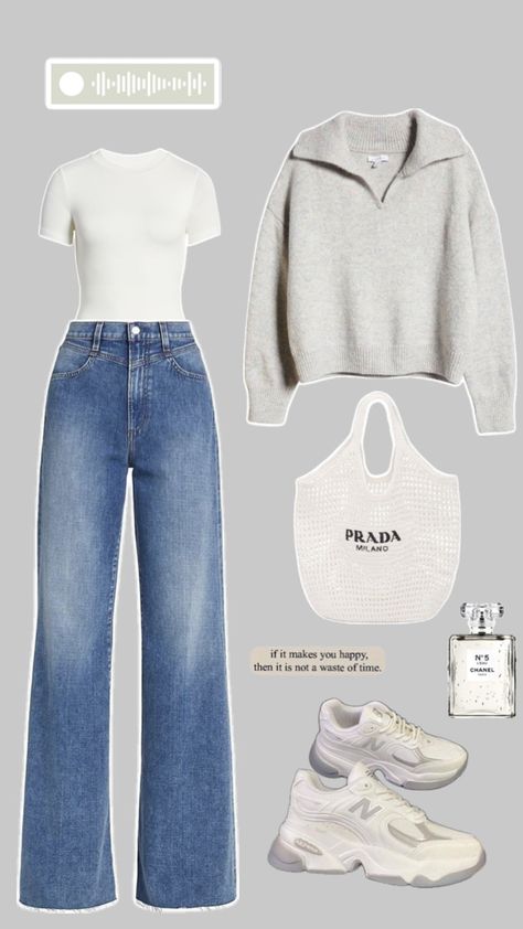 everyday fit! #outfit #autumn #grey #jeans #sweatshirt Light Grey Denim Jeans Outfit, Light Grey Shirt Outfit, Grey Sweatshirt Outfit, Light Denim Jeans Outfit, Grey Top Outfit, Highschool Fits, Gray Shirt Outfit, Gray Sweatshirt Outfit, Denim Jeans Outfit