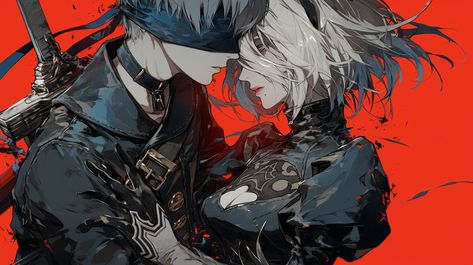 X 9s And 2b, Nier Automata A2, Copic Drawings, Nier Automata, Cyberpunk Art, 영감을 주는 캐릭터, Anime Poses, Cool Artwork, Anime Character