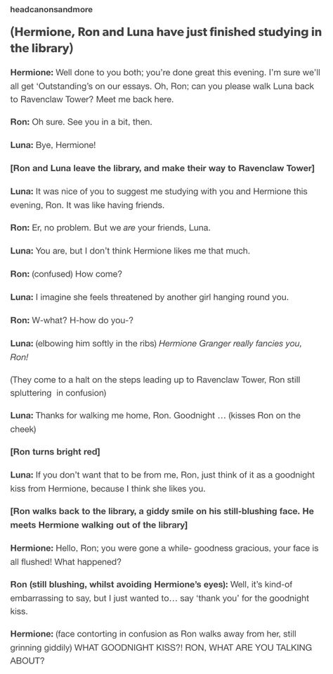 Ron And Hermione Fanfiction, Luna And Hermione, Very Potter Musical, Welcome To Hogwarts, Cute Harry Potter, Harry Potter Feels, Fan Fiction Stories, Harry Potter Ships, Newt Scamander