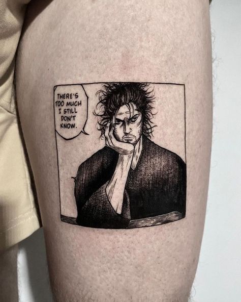 Miyamoto Musashi Tattoo Art, Manga Panel Tattoo Ideas, Amine Tattoos, Vagabond Tattoo Ideas, Tattoo Ideas For Men Aesthetic, Anime Tattoo Ideas For Men, Miyamoto Musashi Tattoo, Musashi Tattoo, Anime Tattoo Ideas Manga