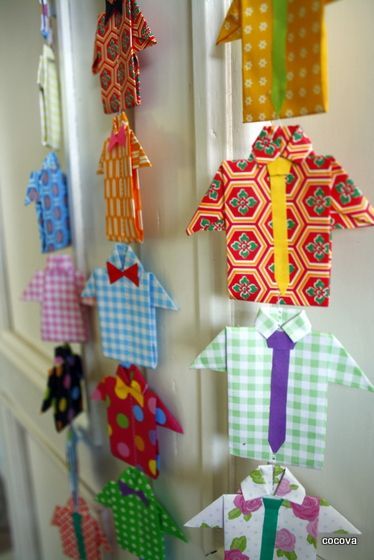 Father's Day decoration - origami shirt and tie. Diy Origami Home, Diy Origami Home Decor, Origami Decor, Origami Home Decor, Origami Shirt, Clay Tips, Origami Dress, Origami Decoration, Paper Clothes