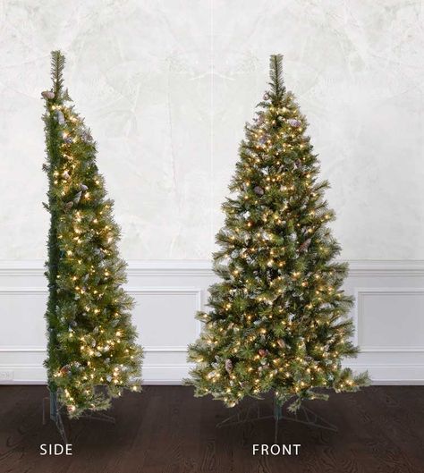 Half Wall Mixed Pine Half Wall Christmas Tree, Christmas Tree For Wall, Pixie Cuts For Older Women, Half Christmas Tree, Half Christmas, Wavy Haircut, Diy Garlands, Wall Tree, Christmas Tree Nails