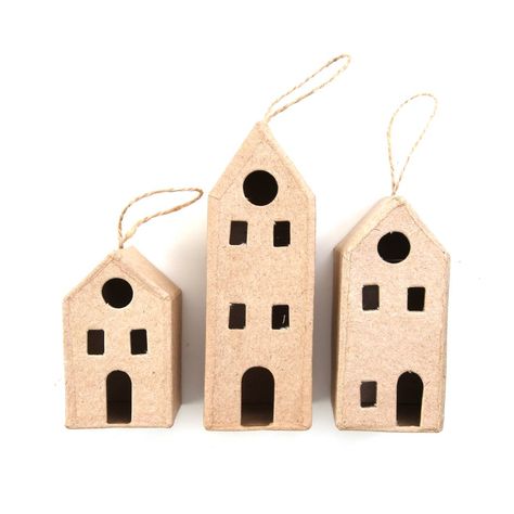 Buy Mache House Hanging Decorations 3 Pack at Hobbycraft UK. Paper Mache Houses, Hanging Decorations, Quirky Design, Christmas Table Decorations, Paper Mache, Christmas Table, Hobbies And Crafts, Best Products, Festival Decorations