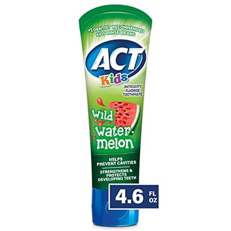 ACT Kids Anticavity Fluoride Toothpaste 4.6 oz. Wild Watermelon Watermelon Toothpaste, Watermelon Flavor, Teeth Brushing, Flavored Toothpaste, Kids Toothpaste, Mouth Rinse, Strengthen Teeth, Kids Teeth, Stronger Teeth