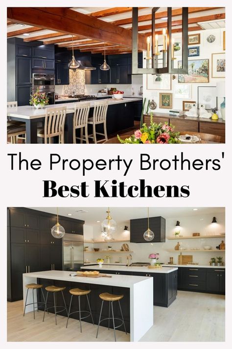 Property Brothers Designs Kitchen, Cooking Island Kitchen, Pine Cabinets Kitchen, Double Kitchen Islands, Property Brothers Kitchen, Kosher Kitchen Design, Property Brothers Designs, Property Brothers Forever Home, Flipping Homes