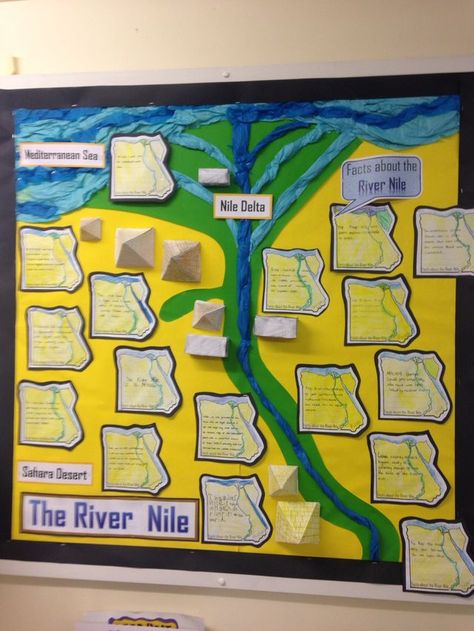 Egypt Bulletin Board Ideas, Nile River Project, Ancient Egypt Display, Egypt Display, Ancient Civilizations Projects, Ancient Egypt Crafts, Ancient Egypt Activities, Egypt Lessons, Ancient Egypt For Kids