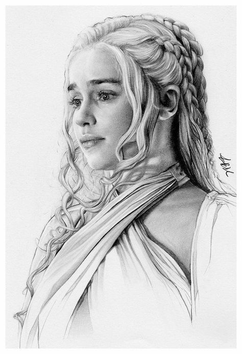 Daenerys Targaryen Drawing, Game Of Thrones Drawings, Dessin Game Of Thrones, Daenerys Targaryen Art, Game Of Thrones Artwork, Realistic Pencil Drawings, Targaryen Art, Sketches Pencil, 얼굴 그리기