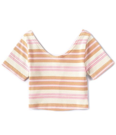 Roxy Big Girls 7-16 Dont You Worry Short Sleeve Cropped Top -  10 H20 Outfits, Katherine Aesthetic, Beachy Clothes, Preppy Shirts, Wishlist Clothes, Lace Clothes, Colorful Summer Outfits, Beach List, Weird Style