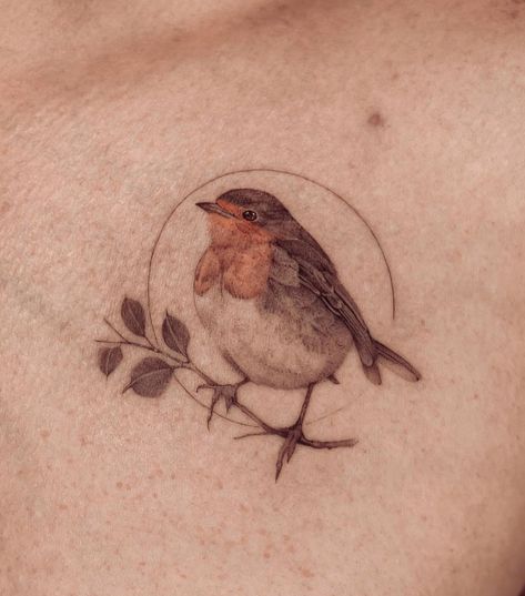 Fine Line Robin Tattoo, Birds Nest Tattoo, Brown Ink Tattoos, Robin Bird Tattoos For Women, Robin In Tree Tattoo, Robin Floral Tattoo, Brown Ink Tattoo, Robin Tattoos, Finch Tattoo