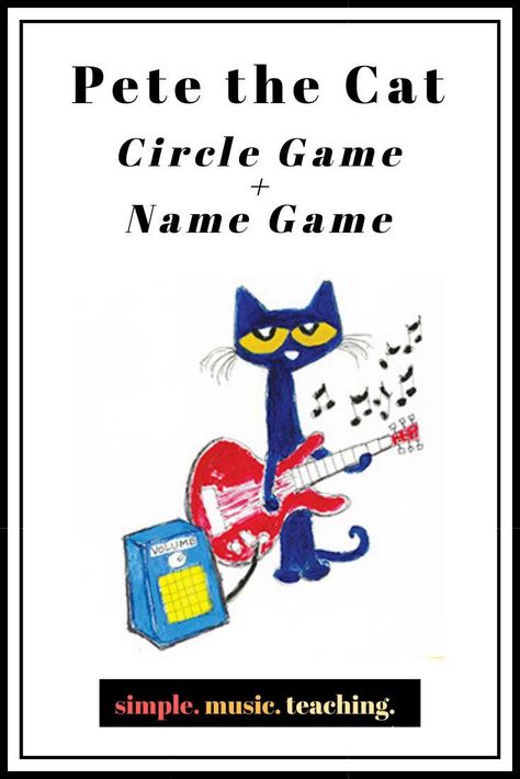 One of my back-to-school lessons for Pre-K, Kinder and 1st graders is a circle game+name game that corresponds with “Pete the Cat-I Love My White Shoes.” Pete The Cat Games Preschool, Pete The Cat Goes To School, Pete The Cat Movement Activities, Pete The Cat Music Lesson, Pete The Cat Circle Time Activities, Pete The Cat Songs, Name Games Prek, Pete The Cat Shoes Activities, Name Game Preschool