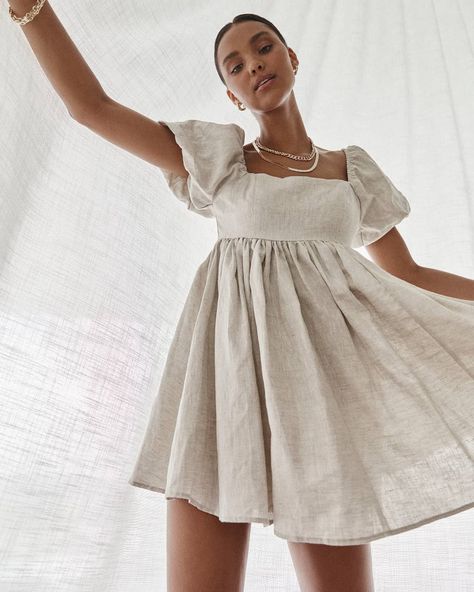 DISSH on Instagram: “meet the Danielle. shop the 100% linen mini dress in natural, white, stone & chocolate linen.” Linen Mini Dress, Party Dress Short, Girls Dresses Summer, Short Dresses Casual, Khaki Dress, Mini Dress Casual, Mid Length Dresses, Pullover Shirt, Amelie