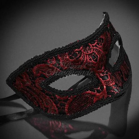 Masquerade Ball Men, Red And Black Masquerade Mask, Red Mask Masquerade, Red Masquerade Mask, Black Costumes, Macrame Black, Black Masquerade, Masquerade Ball Masks, Couples Masquerade Masks