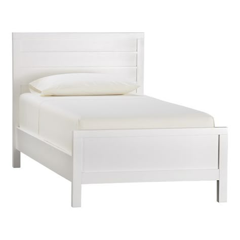 ledge white twin bed. Ikea Toddler Bed, Bedding Accents, White King Bed, Beach Guest Room, White Kids Bed, Room Harry Potter, Headboard Inspiration, White Queen Bed, Apartment Necessities