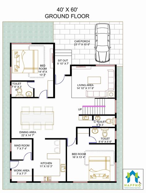 Vastu Complaint 1 Bedroom (bhk) Floor Plan For A 20 X 30 Feet Plot (600 Sq Ft Or 67 Sq Yards). Check Out For… 40x60 House Plans, Modern Home Plans, Square House Plans, West Facing House, 30x40 House Plans, Mountain Modern Home, House Plan With Loft, 2bhk House Plan, Unique House Plans