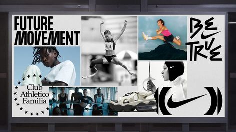 NIKE Future Movement, Branding : New Studio Sport Branding, Sport Banner, Visual Story, Sports Graphic Design, Sport Design, News Studio, Sport Poster, Design System, Logo Concept