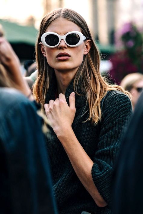 The Coolest White Sunglasses to Shop Now White Glasses, Stockholm Fashion Week, White Sunglasses, Street Style Trends, Cat Eyes, Stockholm Fashion, Street Look, Eyes Design, Design Dress