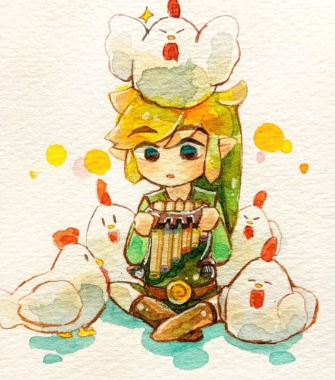 Legend Of Zelda Painting, Zelda Painting, Link Chibi, Zelda Drawing, Zelda Anime, Toon Link, Nintendo Fan Art, Legend Of Zelda Art, Legend Of Zelda Link