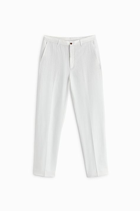 100% LINEN PANTS - White | ZARA United States Zara White Pants, White Pants Men, Linen Pants Suit, White Linen Trousers, Baggy Fit Jeans, Mens Summer Outfits, Man Outfit, Work Chic, Stylish Pants