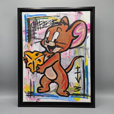 Tom and Jerry was probably my favorite cartoon growing up. They were originally named Jasper and Jinx. This original graffiti style pop art painting featuring Jerry will be available Wednesday evening at 8pm in our online store. $150 including complimentary local delivery. www.ShopSBH.com Tom And Jerry Pop Art, Home Atelier, Tom And Jerry, Pop Art Painting, Graffiti Styles, Doodle Art, Pop Art, Graffiti, Doodles