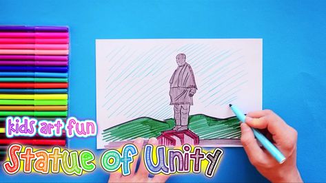 Statue Of Unity Drawing, Unity Drawing, Sardar Vallabhbhai Patel, Statue Of Unity, Step Drawing, Drawing Easy, Step By Step Drawing, Drawing For Kids, Portrait Drawing