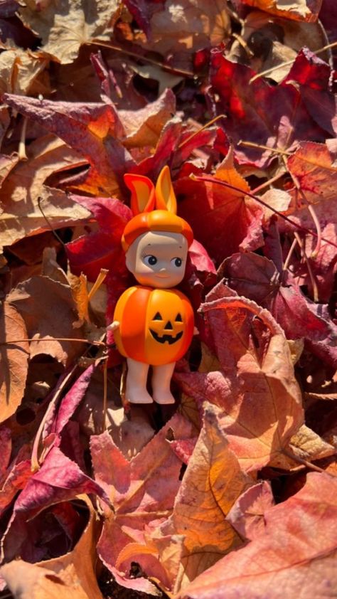 Sony Angel Pumpkin, Fall Sonny Angel, Sonny Angel Pumpkin, Halloween Sonny Angel, Sonny Angel Halloween, Fall Trinkets, Pumpkin Bunny, Angel And Devil Costume, Sunny Angel